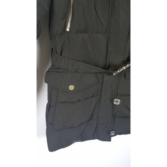 Michael Michael Kors Sz. S Belted Faux Fur Down Hooded Puffer Coat Dark Moss NWT - Picture 6 of 12